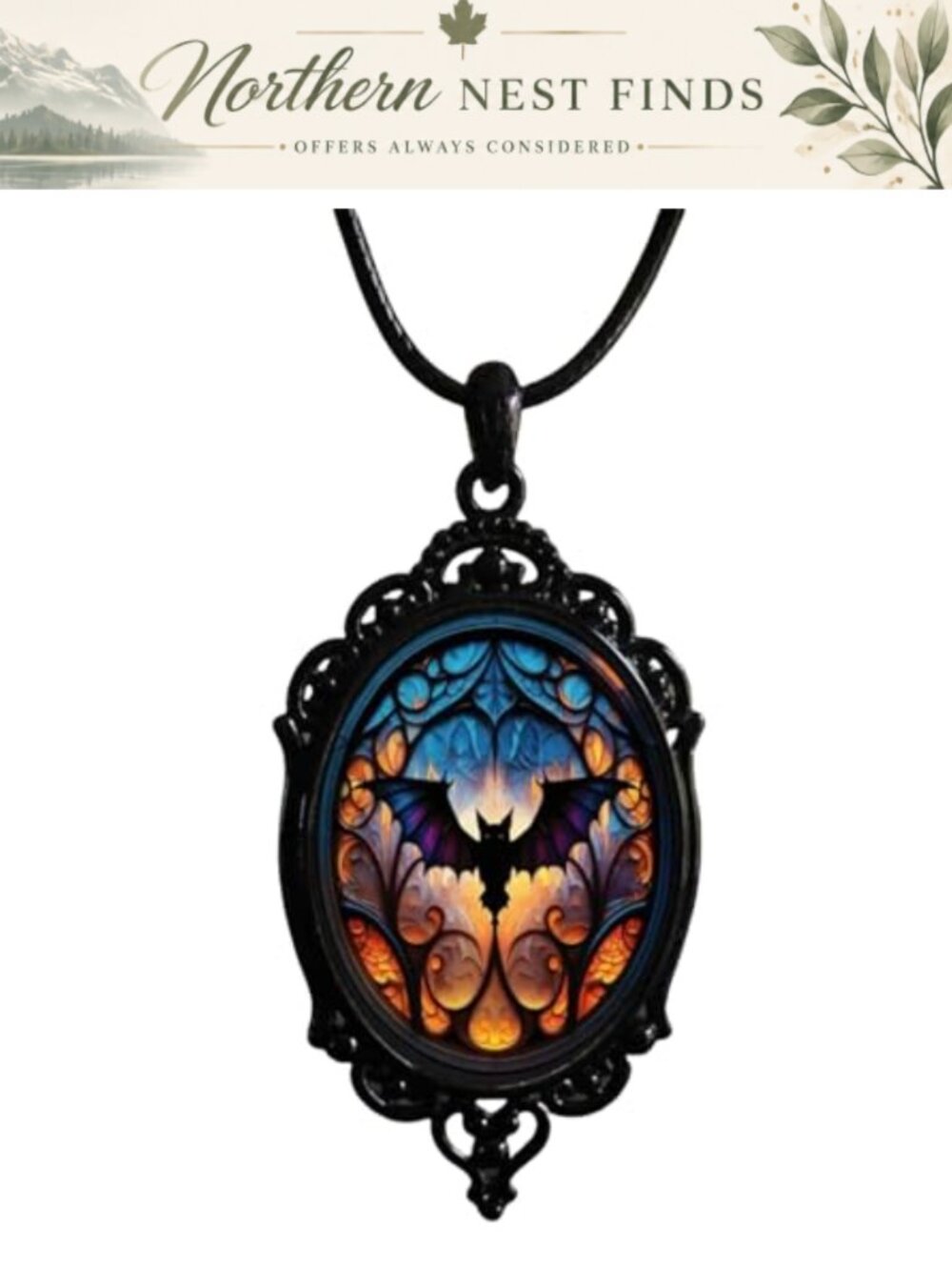 Gothic Witch Cameo Necklace Victorian Crystal Glass Pendant Halloween